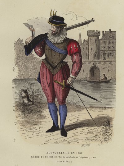 Musketier tijdens het bewind van Hendrik III van Frankrijk, 1586 door French School