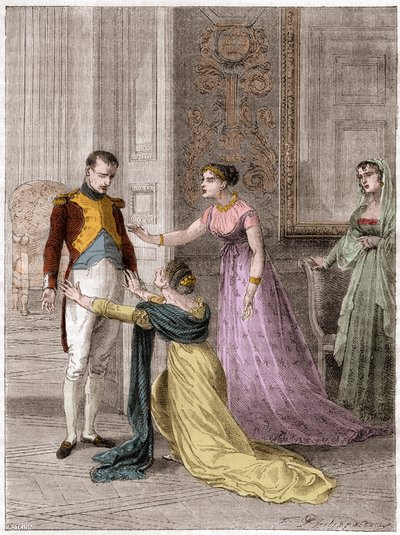NAPOLEON Bonaparte (1769-1821), Keizer van Frankrijk, verleent Madame de Polignac gratie voor het leven van haar echtgenoot (Jules Armand (Jules-Armand), Prins de Polignac) door French School
