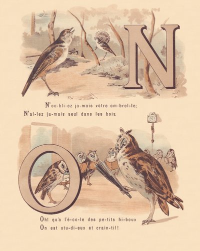 Nachtegaal, huwelijks, uil, orthografie door French School