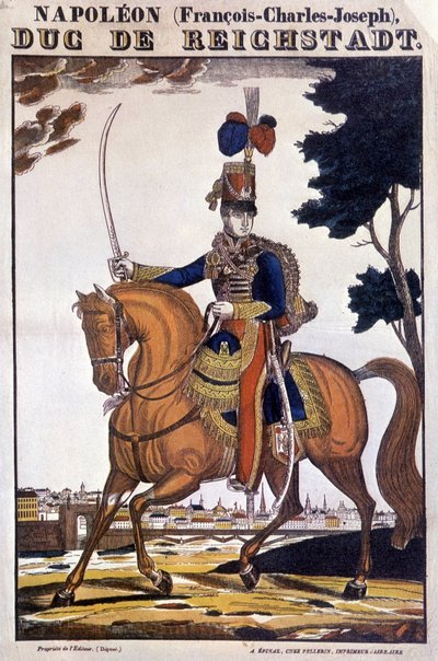Napoleon II, zoon van keizer Napoleon I (1769-1821), te paard - afbeelding van Epinal door French School