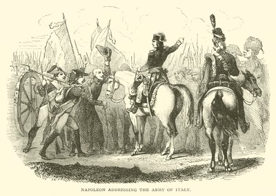 Napoleon spreekt het leger van Italië toe door French School