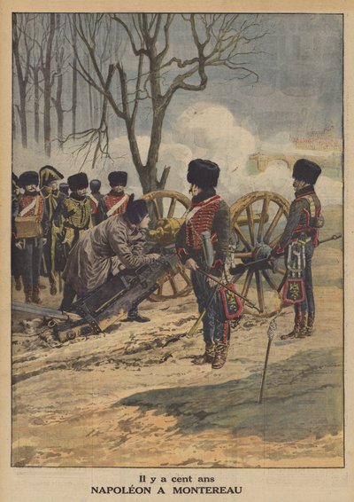 Napoleon bij de Slag om Montereau door French School