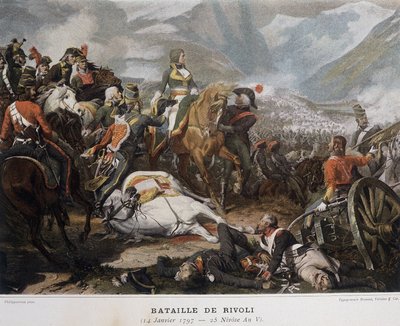 Napoleon bij de Slag bij Rivoli op 14 januari door French School