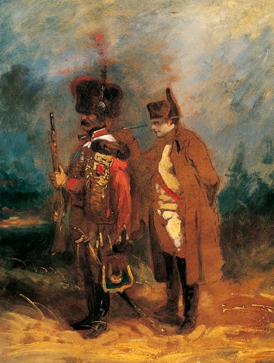 Napoleon tijdens de verdediging van Frankrijk in 1814 door French School
