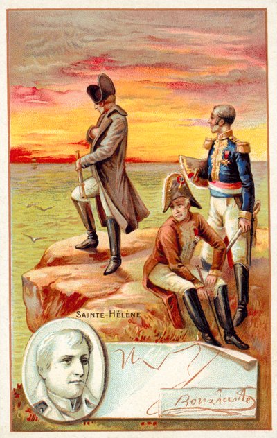 Napoleon in ballingschap op Sint-Helena door French School