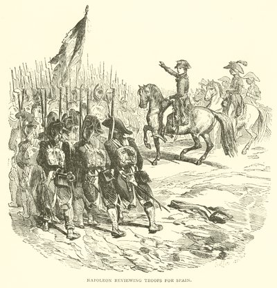Napoleon Inspecteert Troepen voor Spanje door French School