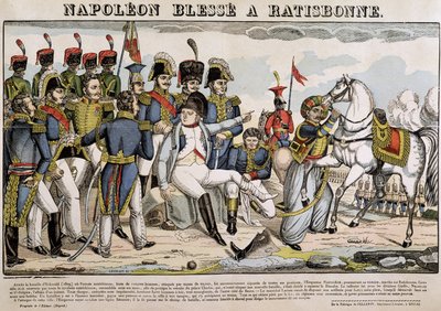 Napoleon gewond in Regensburg - afbeelding van Epinal door French School