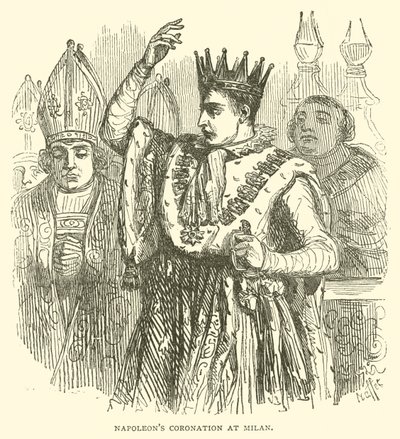 Napoleons kroning in Milaan (gravure) door French School