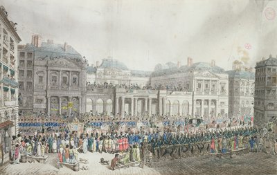 Napoleons kroningsprocessie langs de Raad van State, 2 december 1804 door French School
