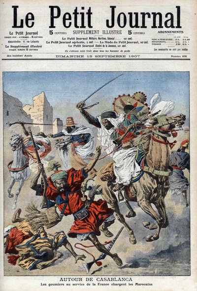 Bij Casablanca, de goumiers die de Marokkanen aanvallen, illustratie uit 