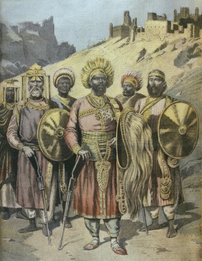 Negus van Abessinië, Menelik II (1844-1913) illustratie uit Le Petit Journal, november 1895 door French School