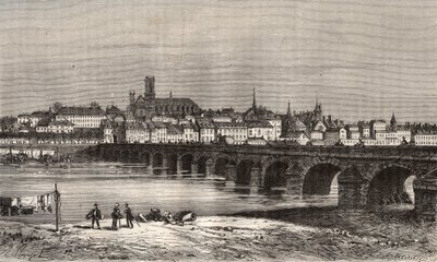 Nevers - Nièvre in regio Bourgondië - gravure in 