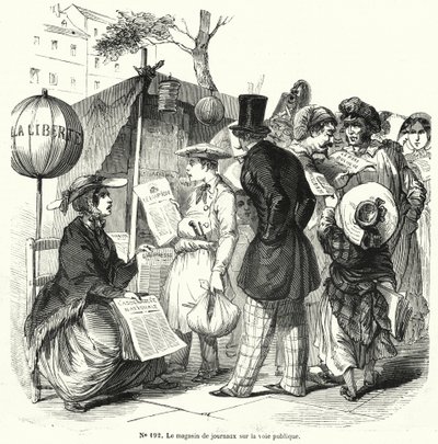 Kiosk op een openbare doorgang (gravure) door French School
