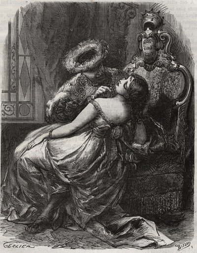 Koning Hendrik VIII van Engeland (1491-1547) met zijn vrouw, Catherine Parr (1512-1548). Gravure uit 1871 in 