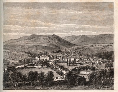 Niederbron-les-Bains in de Elzas - gravure in 