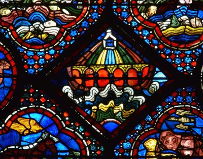 De Ark van Noach uit het Noach-raam door French School