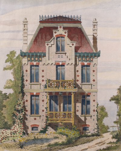 Normandische villa in Villers sur mer, Normandië, illustratie uit Le Moniteur des architectes, 1883 door French School