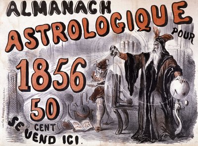 Nostradamus, astroloog die de toekomst verlicht - in Almanach Astrologique van 1856 door French School
