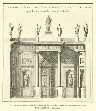 Nieuwe ingang van het prioraat via de rue Saint-Antoine, gebouwd in 1634 op kosten van kardinaal de Richelieu door French School
