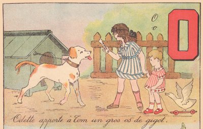 Odette brengt Tom een groot bot, rond 1920 door French School