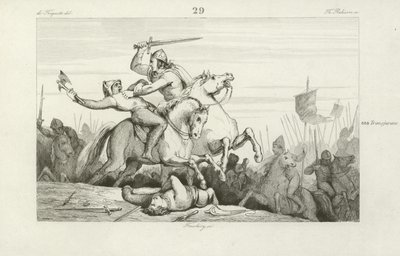 Odo, koning van West-Francië, vecht tegen de Vikingen door French School