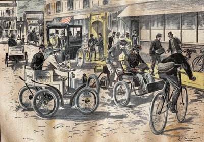Op 5 oktober 1899 presideerde staatssecretaris Leon Mougeot over de eerste tests van fietsen en verschillende auto