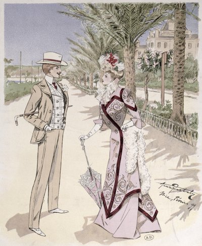 Op de Promenade des Anglais, Nice, februari 1899 door French School