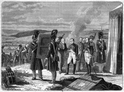 Aan de vooravond van de Slag bij Borodino, 7 september 1812: Napoleon voor het portret van de Koning van Rome - Het portret van de Koning van Rome Napoleon II brengt naar Napoleon I de vooravond van de Slag bij de Moskova (Slag bij Borodino) door French School
