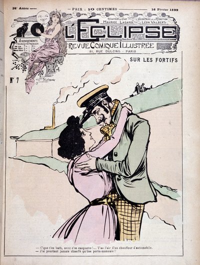 Op de vestingwerken: boef en zijn vriendin - omslag De Eclipse van 16/02/1899 door French School