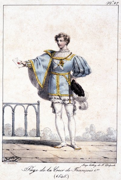 Een pagina gravure aan het hof van Francois I circa 1545 door French School