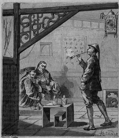 Opiumrokers in China in de 19e eeuw - Chinese opiumrokers - Gravure in 