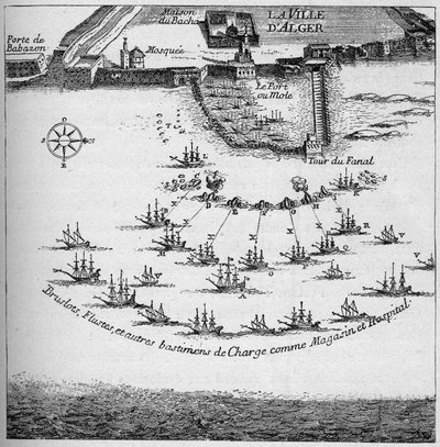 Order van de Franse schepen voor de aanval op Algiers in 1683 door French School