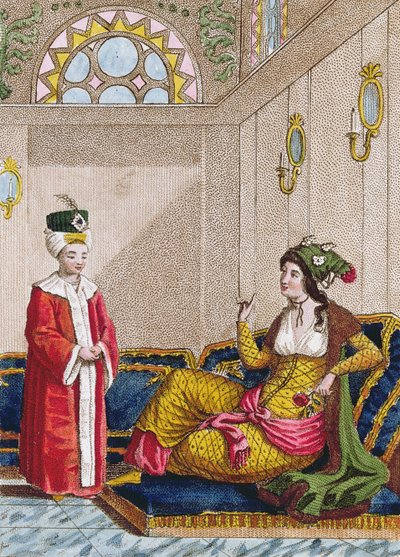 Ottomaanse kroonprins met zijn favoriete sultana, c.1813 door French School