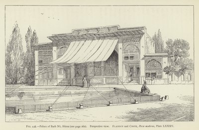 Paleis van Bash No, Shiraz, perspectiefweergave door French School