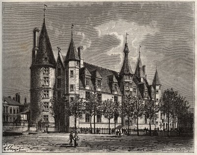 Hertogelijk paleis van Nevers - Kasteel uit de 15e - 16e eeuw - gravure in 