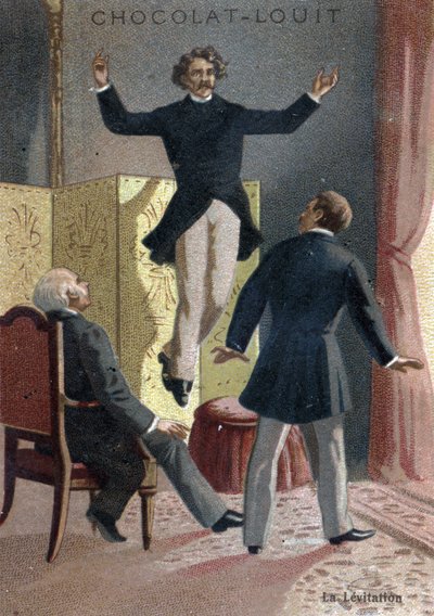 Paranormaal fenomeen: De levitatie van het medium en Schotse ziener Daniel Dunglas Home (1833-1886) die in de lucht stijgt onder de ogen van verbaasde getuigen, in een appartement in Londen door French School