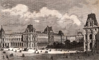 Parijs Le Louvre - gravure in 