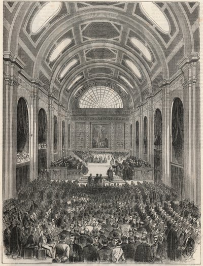 Paris, Palais de Justice - La salle des pas perdus tijdens een officiële ceremonie - Gravure in 