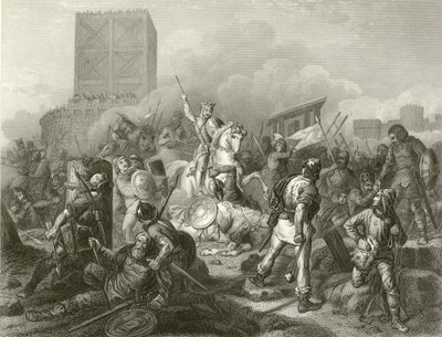 Parijs belegerd door de Noormannen, 885 door French School