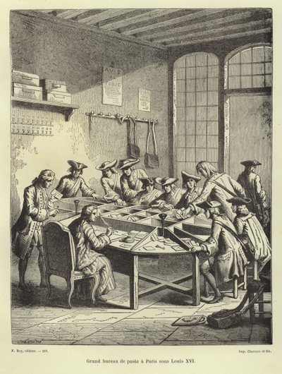 Postkantoor van Parijs onder Lodewijk XVI door French School