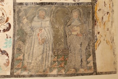 Parochiekerk (Església de la Mare de Déu de Solers). Interieur. De schepen. Muurschilderingen. Detail. 16e eeuw (?) door French School