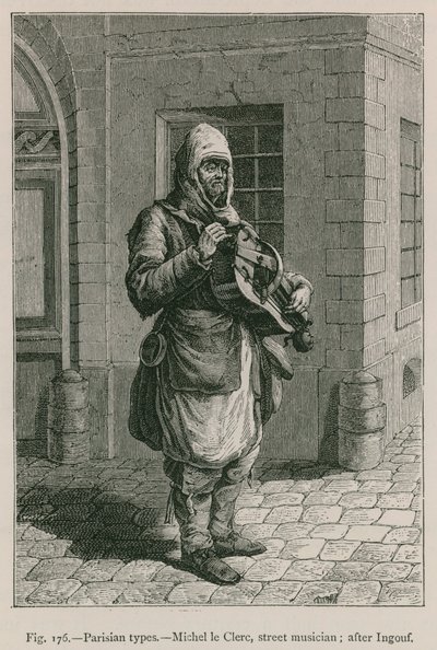 Parijse types, Michel le Clerc, straatmuzikant (naar Ingouf) door French School