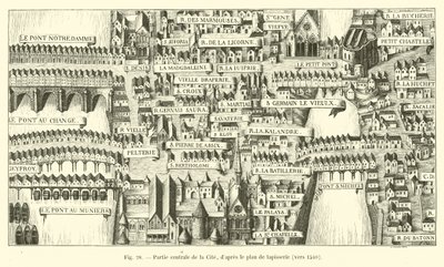 Centraal deel van de Cité, naar het tapijtplan, rond 1540 door French School