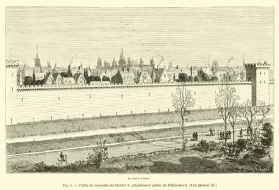Deel van de omheining van Karel V, nu de tuin van het Palais-Royal door French School