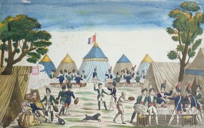 Feest gegeven aan de Russische Grenadiers door de Grenadiers van de Grande Armée, 30 juni 1807 door French School