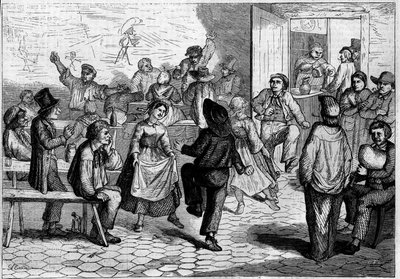 Feest in Parijs: een bal van waterdragers en kolenmakers, bij de Barrière de la Villette door French School