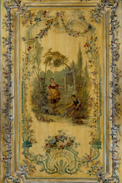 Pastorale scène, paneel van het appartement van de Dauphine Marie Josephe van Saksen (1731-1767) door French School