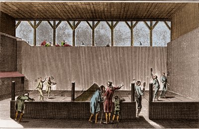 Paulmerie - Spel van Palm en Sneeuwschoenlopen - Jeu de Paume kort - La Grande Encyclopedie, ou Dictionnaire Raisonne des Sciences, des Arts et des Metiers door Denis Diderot en Jean d