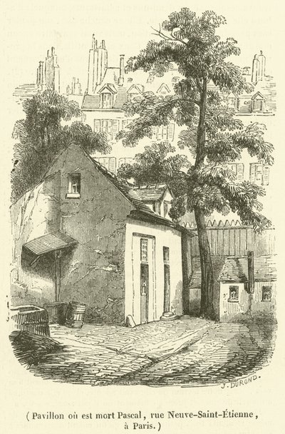 Paviljoen waar Pascal stierf, rue Neuve-Saint-Etienne, in Parijs door French School