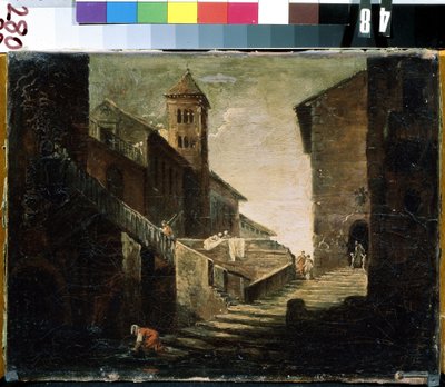 Landschap in een Frans dorp door French School